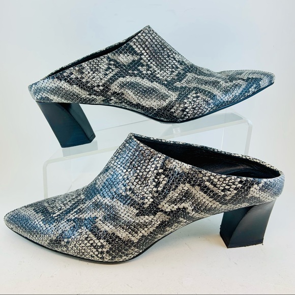 AGL Attilio Giusti Leombruni Pointy Toe Grisu Grey Snake Mules size 12.5 42.5 - Picture 5 of 11